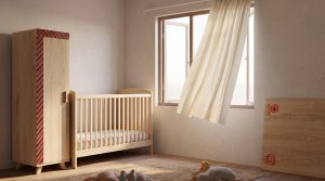 Nursery furniture and a ventilated room, showing plywood formaldehyde safe choices